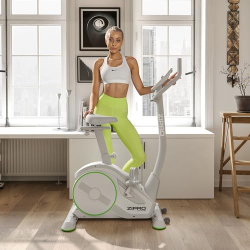 ZIPRO RAVE Heimtrainer Fahrrad - 32-Stufen-Widerstand, Herzfrequenzsensor, 11 Trainingsprogramme, Verstellbare Sitz- und Lenkerposition, Bluetooth-Konnektivität, Ergometer, Ideal für Cardio & Fitness