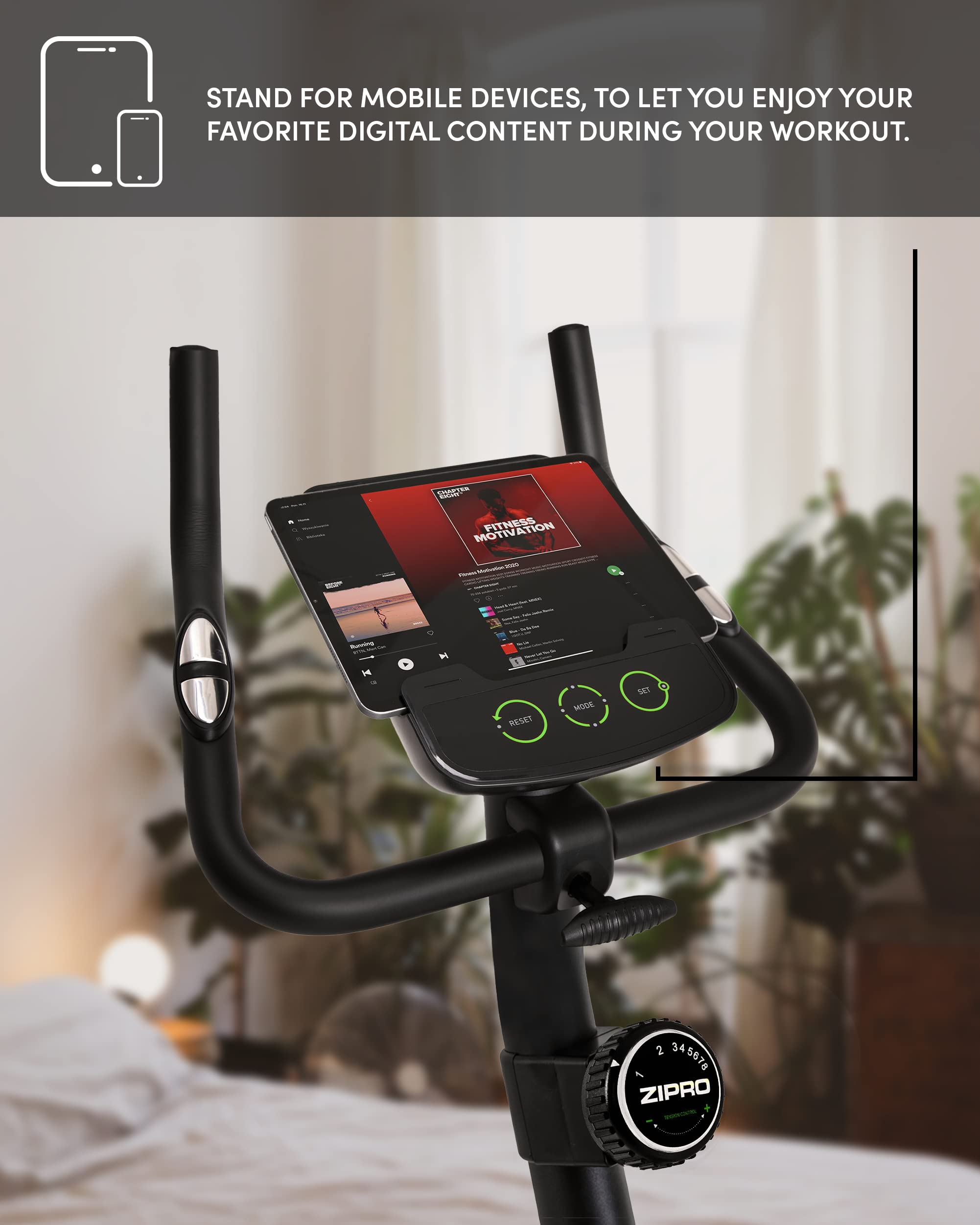 Zipro Heimtrainer Fahrrad Nitro, Ergometer Fitnessbikes, Magnetisches Fahrradtrainer, Ergometer Fahrrad bis 150kg, Indoor Bike, Trainingsfahrrad für zuhause, Fahrradergometer Batteriebetrieben