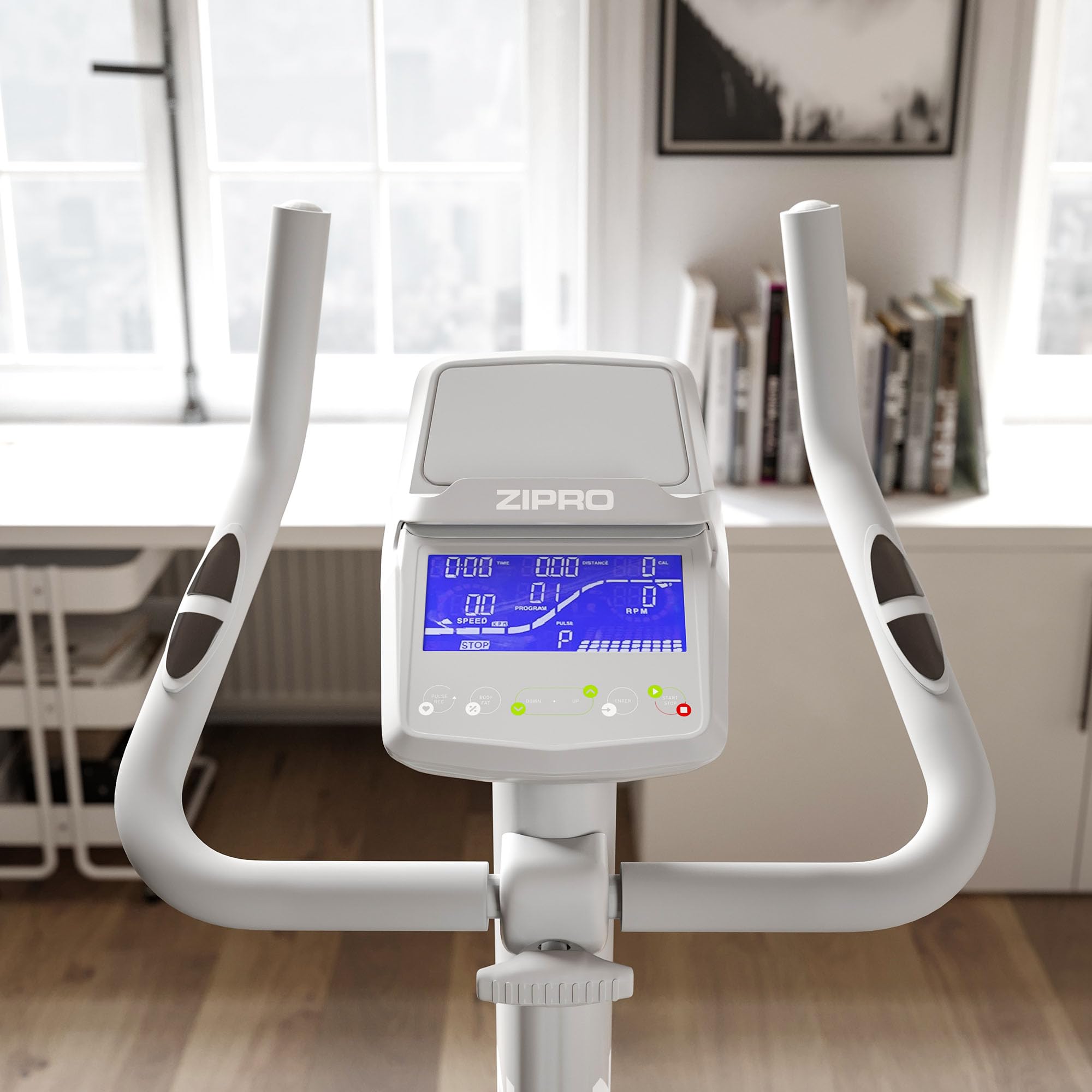 ZIPRO RAVE Heimtrainer Fahrrad - 32-Stufen-Widerstand, Herzfrequenzsensor, 11 Trainingsprogramme, Verstellbare Sitz- und Lenkerposition, Bluetooth-Konnektivität, Ergometer, Ideal für Cardio & Fitness