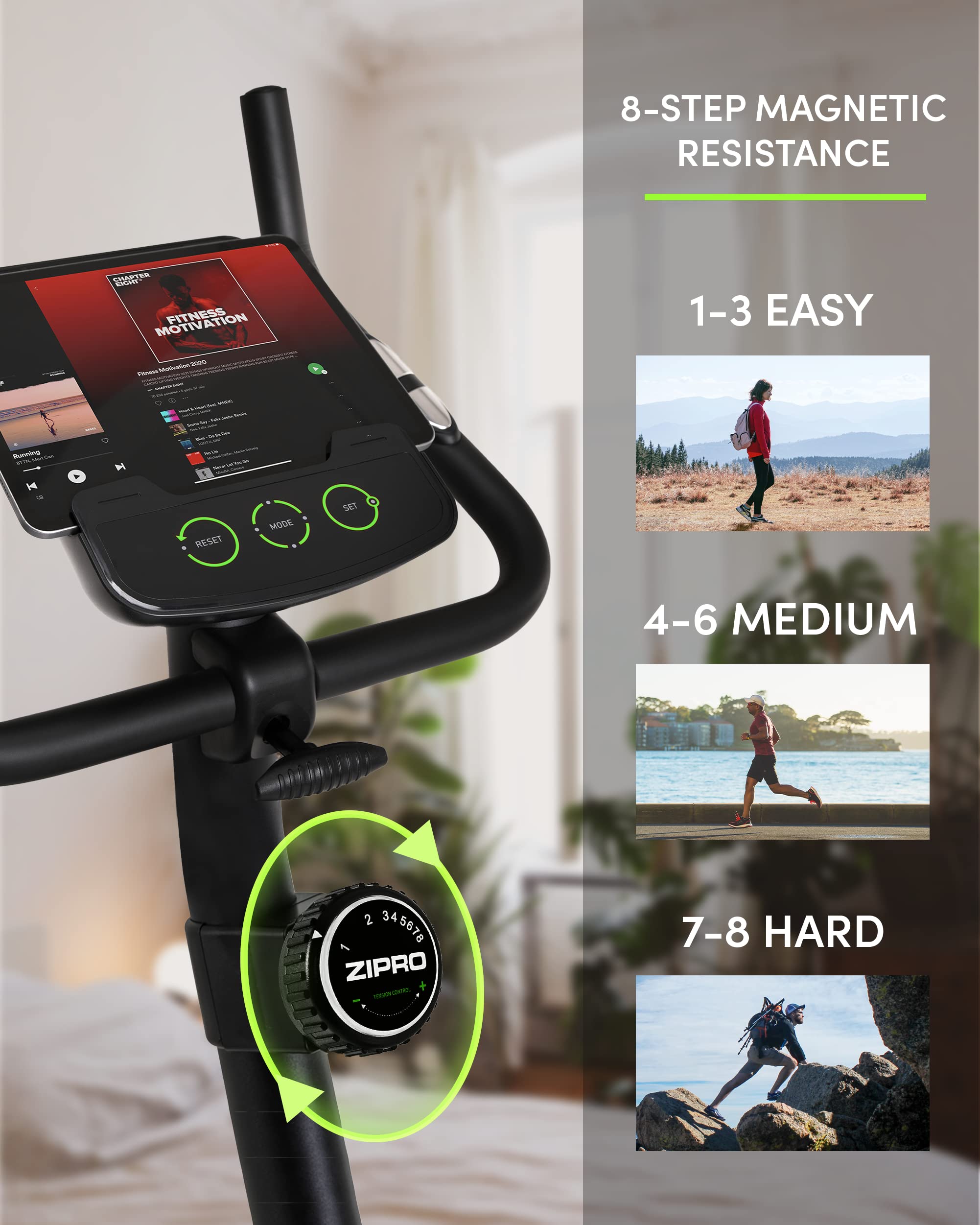 Zipro Heimtrainer Fahrrad Nitro, Ergometer Fitnessbikes, Magnetisches Fahrradtrainer, Ergometer Fahrrad bis 150kg, Indoor Bike, Trainingsfahrrad für zuhause, Fahrradergometer Batteriebetrieben