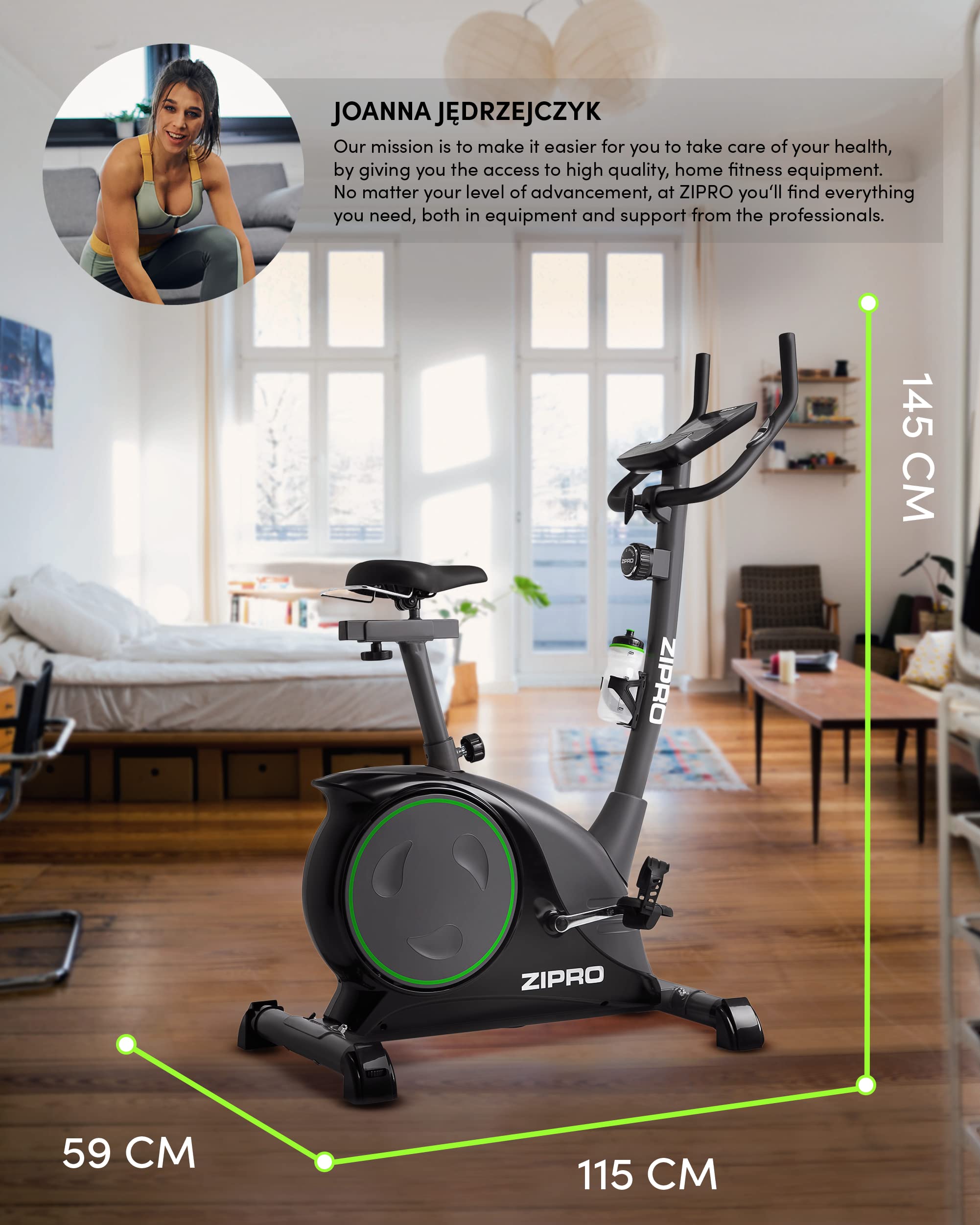 Zipro Heimtrainer Fahrrad Nitro, Ergometer Fitnessbikes, Magnetisches Fahrradtrainer, Ergometer Fahrrad bis 150kg, Indoor Bike, Trainingsfahrrad für zuhause, Fahrradergometer Batteriebetrieben