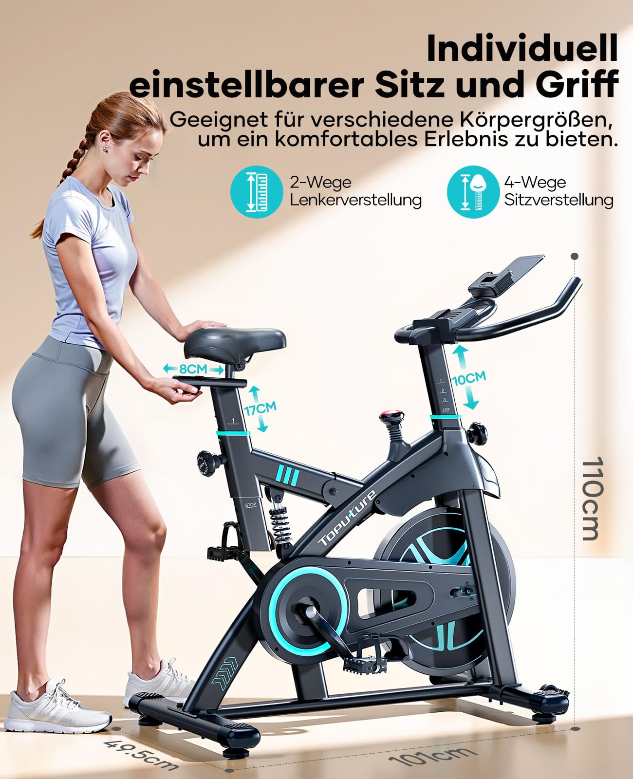 [2025 Aktualisierte]Heimtrainer Fahrrad mit APP, 0-100% Magnetwiderstand Stationäres, 15KG Schwungrad, Ultraleise, Ergometer Spinning Bike Indoor mit LCD-Monitor, Bis 160KG, Tablet-Halter