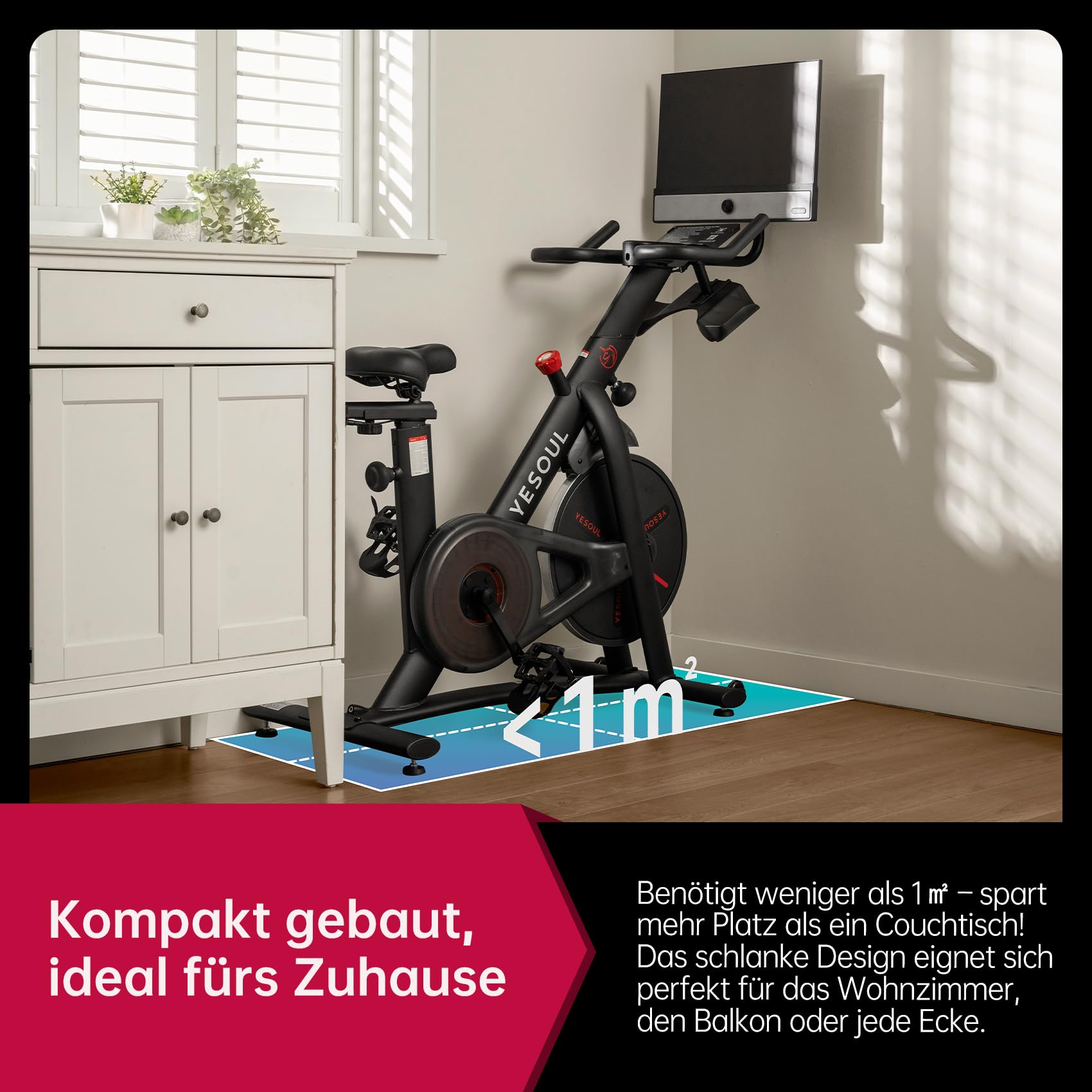 Yesoul G1M Max Heimtrainer Ergometer, Leises Indoor Fitnessbike für Kardio Training mit 21,5" FHD-Bildschirm, Magnetischem Widerstand, 30 W Vierfach-Lautsprecher 360°-Sound & Unbegrenztem Streaming