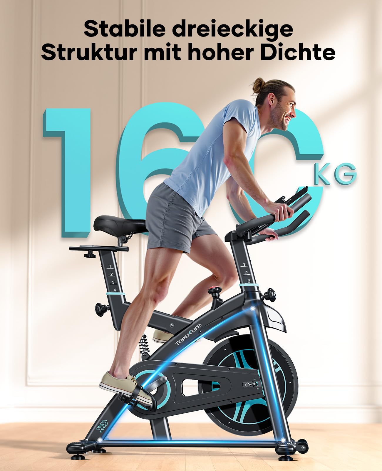 [2025 Aktualisierte]Heimtrainer Fahrrad mit APP, 0-100% Magnetwiderstand Stationäres, 15KG Schwungrad, Ultraleise, Ergometer Spinning Bike Indoor mit LCD-Monitor, Bis 160KG, Tablet-Halter
