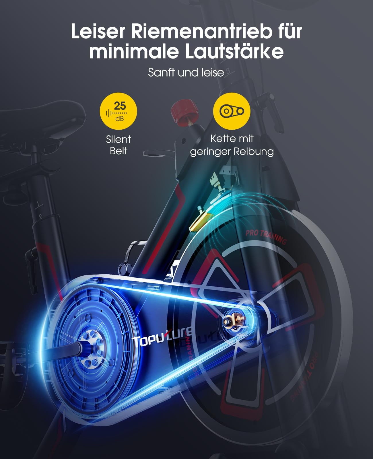 Heimtrainer Fahrrad mit APP, 15 KG Schwungrad, 0-100% Magnetischem, Leiser LCD Heimtrainer bis 150KG, Fitnessbike für zuhause Mit Weicher Sitz, Bis150 KG,Tablet-Halter, Getränkehalter