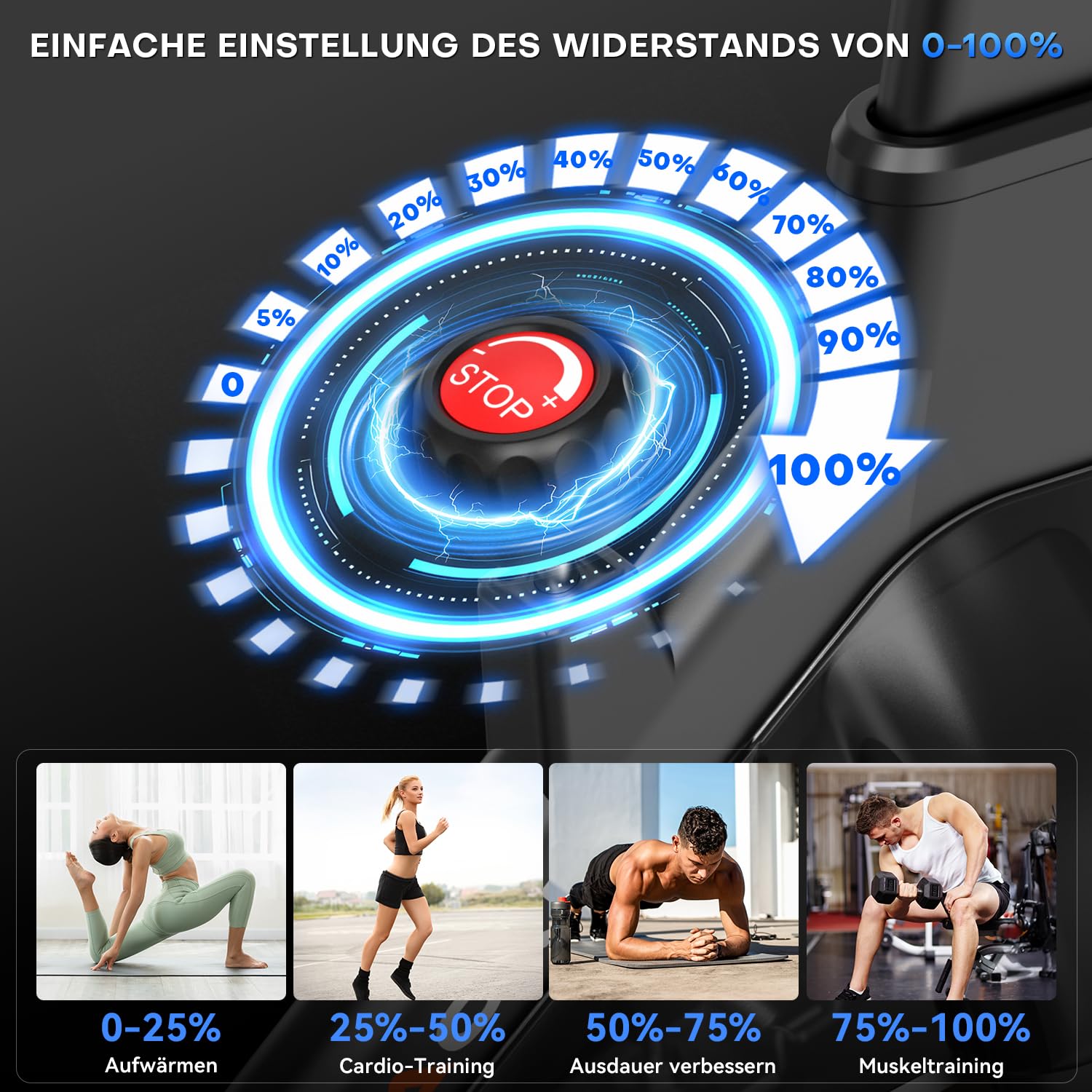 [UPGRADE] Heimtrainer Fahrrad mit APP, CHAOKE Hometrainer Fahrrad, Leises, Stufenlos Einstellbares Magnetsystem, Ergometer Heimtrainer mit LCD-Display, Indoor Fitnessbike für Zuhause, Bis 150KG