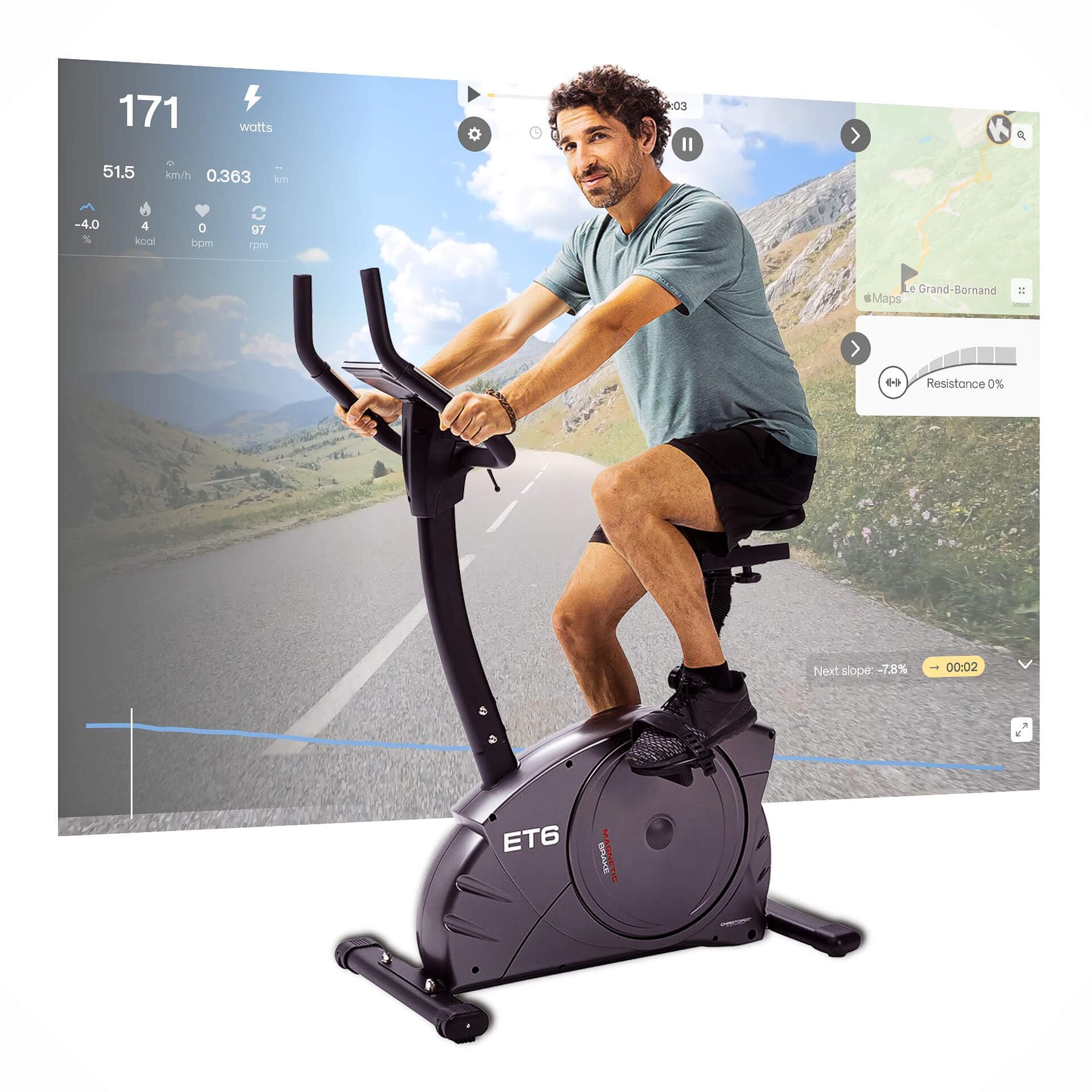 Christopeit Sport Ergometer Heimtrainer ET 6 new 24-Stufig, bis 150kg Gewicht, 12kg Magnet-Bremssystem, LCD-Display